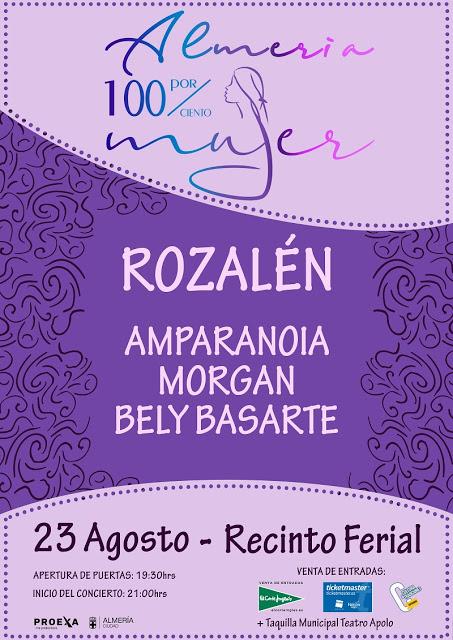 [Noticia] El Almería 100 Por Ciento Mujer contará en su cartel con Rozalén, Bely Basarte, Morgan y Amparanoia