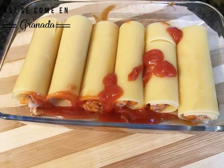 Canelones de atún sin gluten ni lactosa