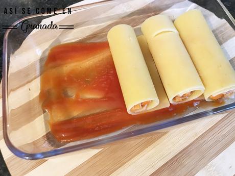 Canelones de atún sin gluten ni lactosa