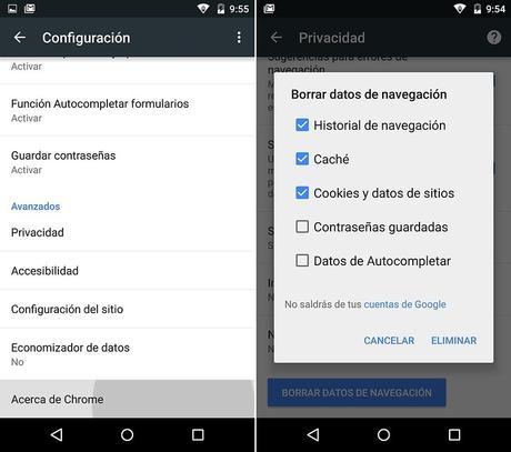 Borrar el historial de Google de mi móvil Borrar el historial de Google de mi móvil