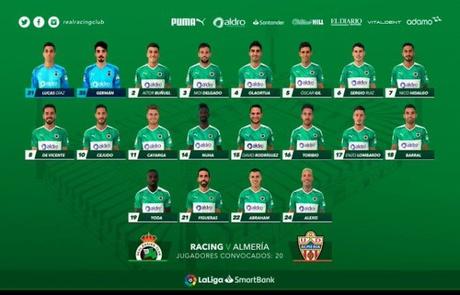 Convocatoria del @realracingclub para el partido de mañana ante la @U_D_Almeria