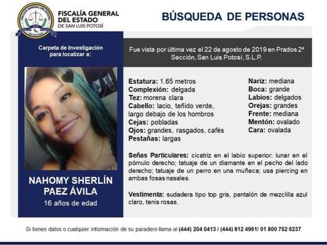 Piden ayuda para localizar a Nahomy de 16 años