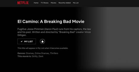 Breaking Bad El Camino Netflix