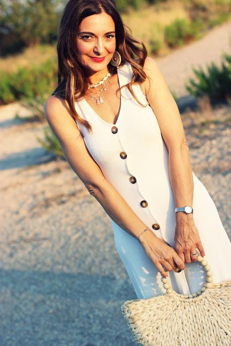 Vestido blanco abotonado