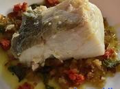 Lomo bacalao confitado migas chorizo pimiento