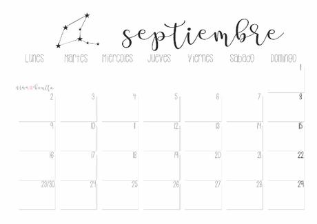 IMPRIMIBLE: Calendario septiembre 2019