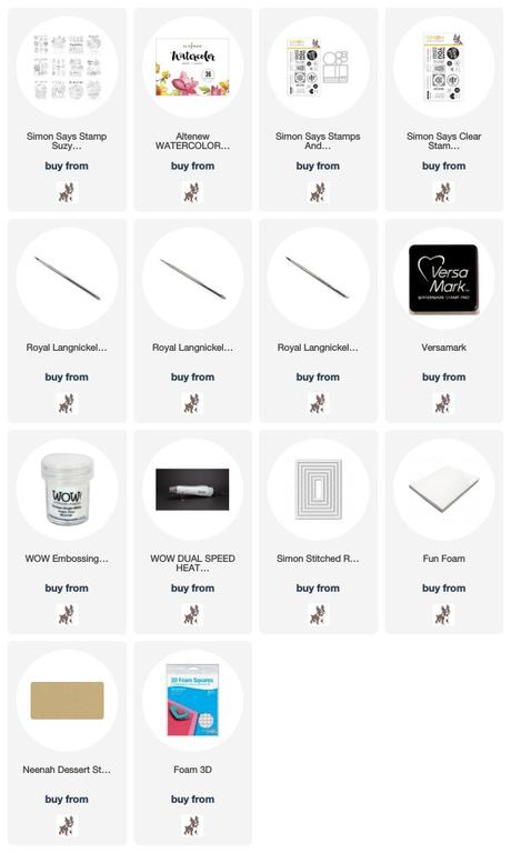 Watercolor card with Suzy's prints