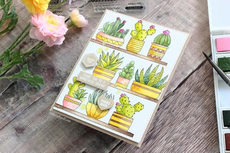 Watercolor card with Suzy's prints