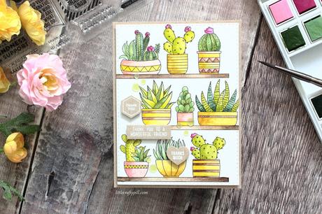 Watercolor card with Suzy's prints