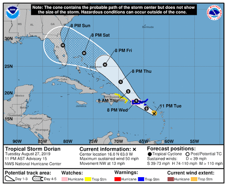 Dorian ya no amenaza a República Dominicana; solo dejarà lluvias en parte del país.