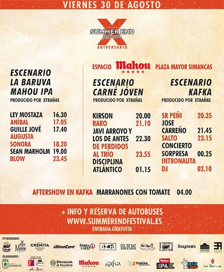 Horarios Festival Summer End 2019