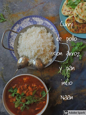 Curry de pollo del norte de India con pan Naan