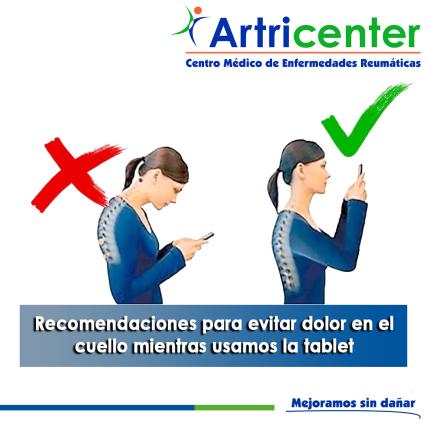 Artricenter: Recomendaciones para evitar dolor en el cuello mientras usamos la tablet