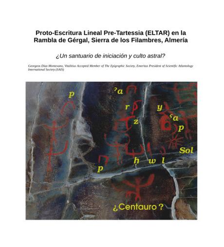 Proto-Escritura Lineal Pre-Tartessia (ELTAR) en la Rambla de Gérgal, Sierra de los Filambres, Almería.