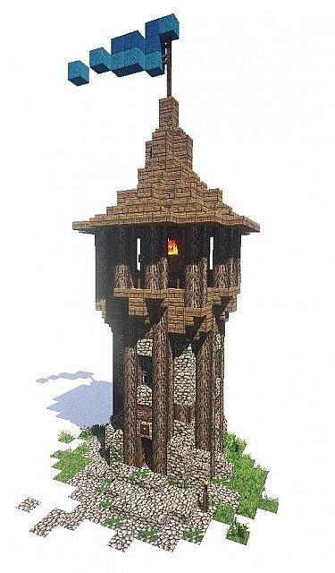 Ideas y cosas para construir en Minecraft Torre de vigilancia de madera