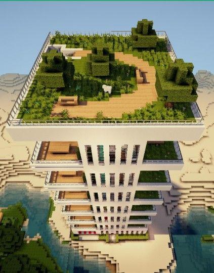 Ideas y cosas para construir en Minecraft Rascacielos con jardín