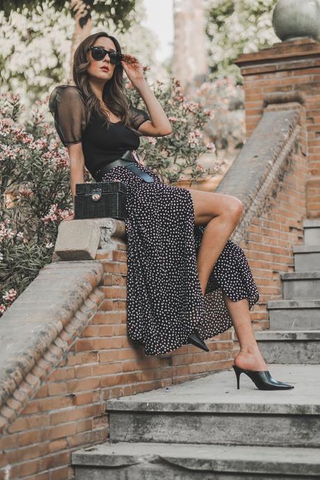 polka dots midi skirt