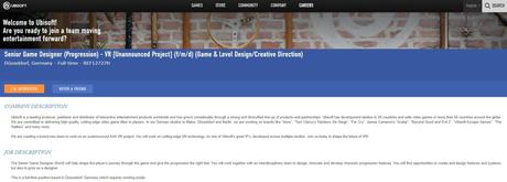 Ubisoft trabaja en un triple A para VR