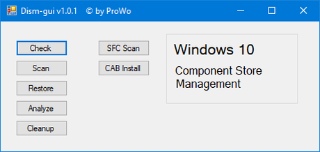 DISM-Gui: utiliza los comandos DISM, sfc /scannow y Cab-Install mediante una interfaz sencilla