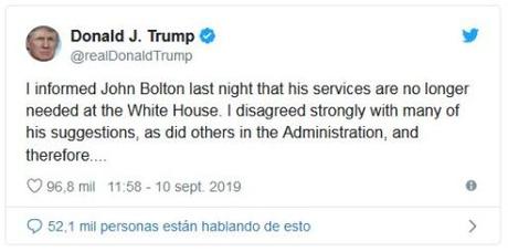 Good Bye, John Bolton: claves sobre la caída del halcón más peligroso