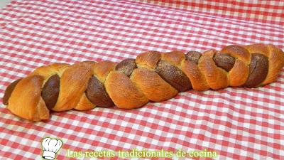 Receta de trenza de pan dulce bicolor muy tierna y esponjosa
