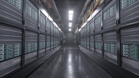 Datacenter pasillo con servidores