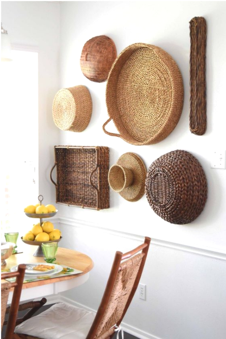decoración con cestas artesanales
