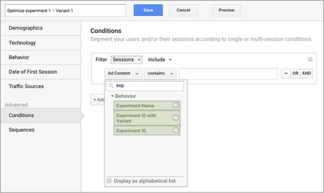 Google Optimize: Administra y mide experimentos