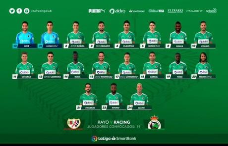 Convocatoria del  @realracingclub  para el partido de mañana ante el  @RayoVallecano