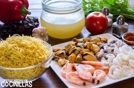 Receta de fideuá de marisco con alioli Receta de fideuá de marisco con alioli