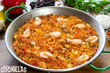 Receta de fideuá de marisco con alioli Receta de fideuá de marisco con alioli