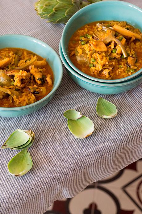 ARROZ CALDOSO DE SEPIA Y ALCACHOFAS