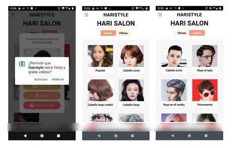 Aplicación para probar corte de pelo desde Android