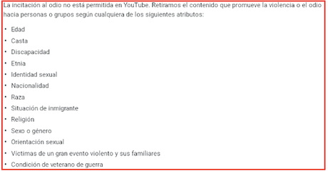 Y el Tribunal del Santo oficio de Youtube censura mi vídeo de apoyo