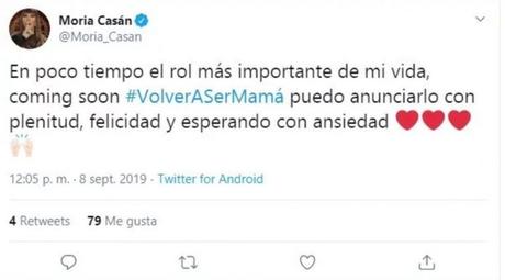 El sorprendente anuncio de Moria CasÃ¡n en Twitter