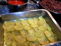 Base de patatas fritas para Moussaka.