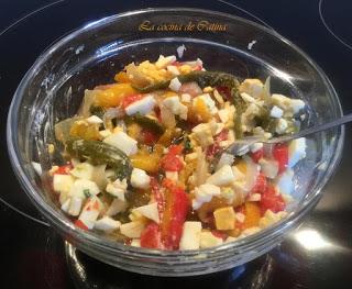 Ensalada de pimientos con chipirones Ensalada de pimientos con chipirones