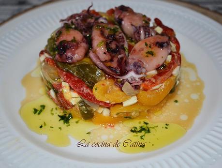 Ensalada de pimientos con chipirones Ensalada de pimientos con chipirones