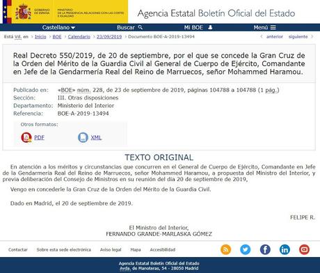 Felipe VI y el gobierno socialista humillan a la Guardia Civil concediendo su Gran Cruz del Mérito a destacados mandos estratégicos marroquíes