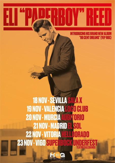 Conciertos de Eli 'Paperboy' Reed en Sevilla, Valencia, Murcia, Madrid, Vitoria y Vigo