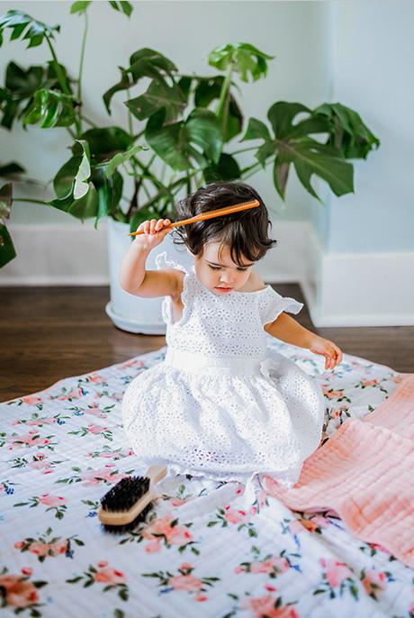 Manta muselina algodón Watercolor-rose 120×120