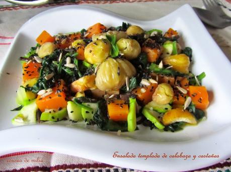 Ensalada templada de calabaza y castañas