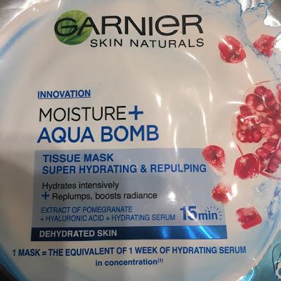 Garnier. Skin naturals. Moisture + Aqua bomb  mascarilla de hoja hidratante con efecto rellenador para el rostro