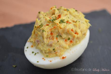Huevos rellenos con un toque de curry - Reto #asaltablogs