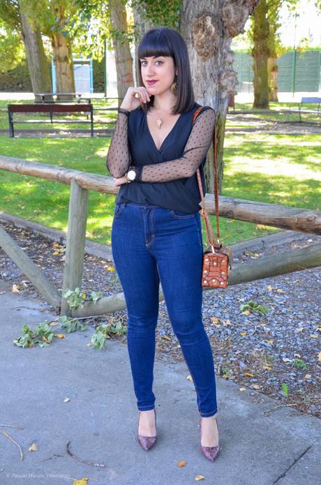 Top con mangas de plumeti