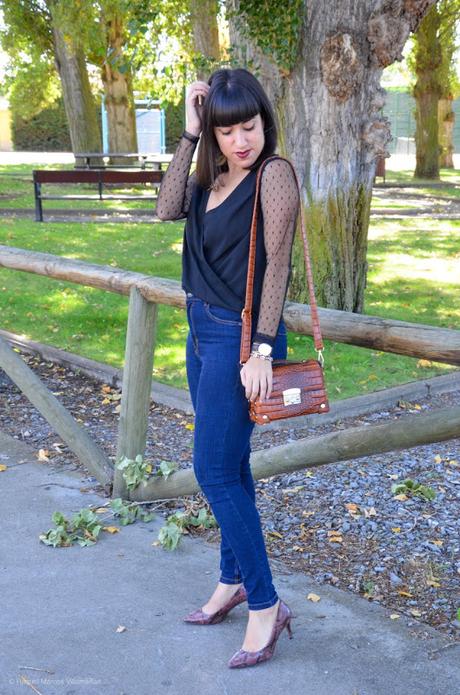 Top con mangas de plumeti