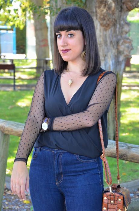 Top con mangas de plumeti