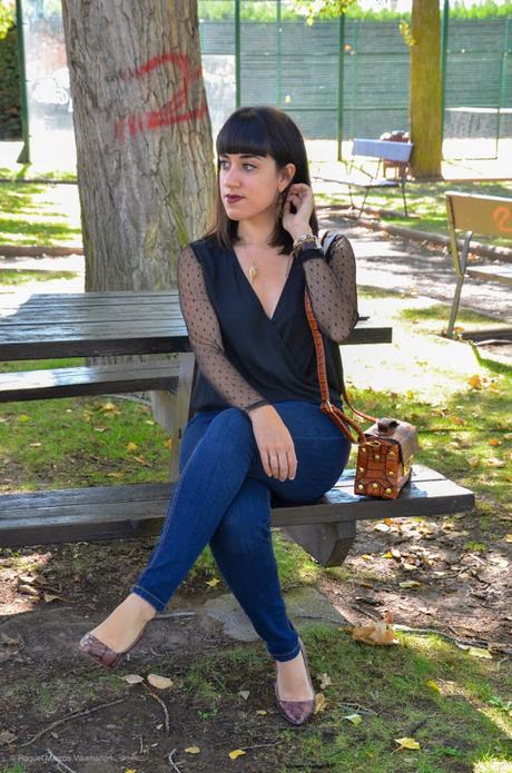 Top con mangas de plumeti