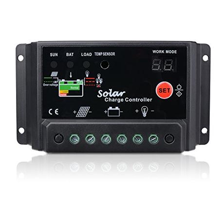 Sunix 30A Regulador de Carga, 12V-24V Controlador de Carga de Inteligente PWM Panel Solar, Protección contra Sobrecarga, Compensación Automática de Temperatura